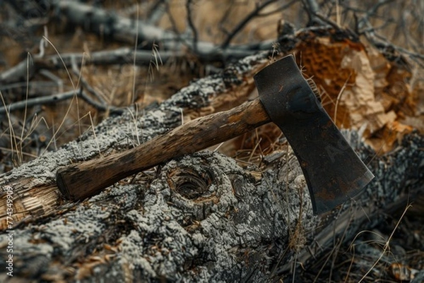 Fototapeta Hatchet in log