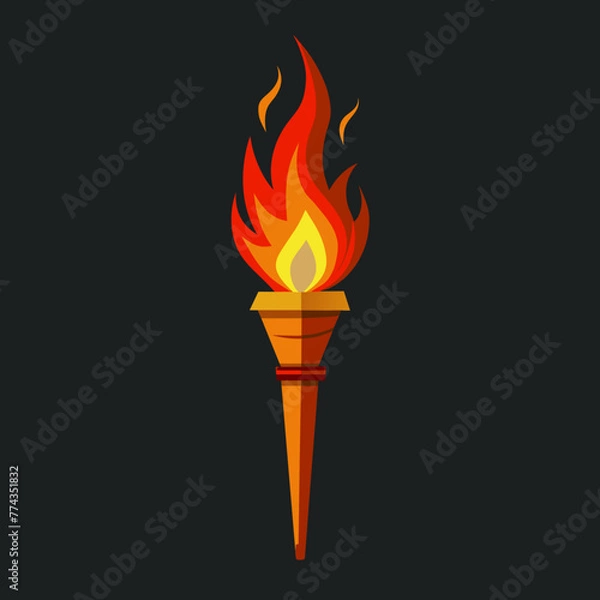 Fototapeta Burning Torch Flame flat vector icon