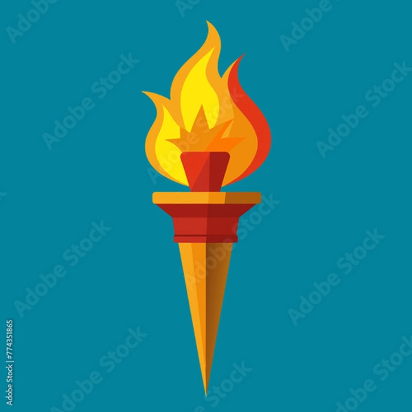 Fototapeta Burning Torch Flame flat vector icon