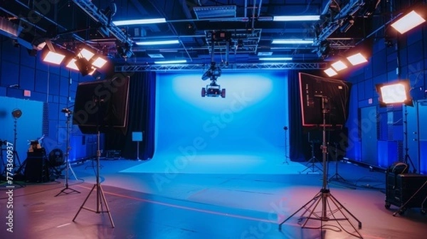 Obraz Film Production Studio A stateoftheart film production studio with natural light illuminating soundstages and editing suites for creating cinem  AI generated illustration