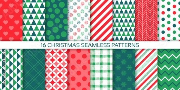 Fototapeta Christmas seamless pattern. Festive wrapping paper. Vector illustration.