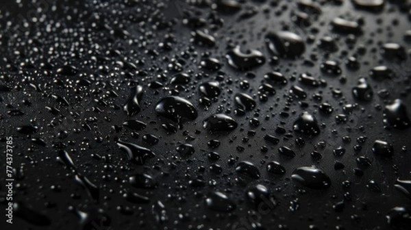 Fototapeta Rain on a black background. Raindrop overlay