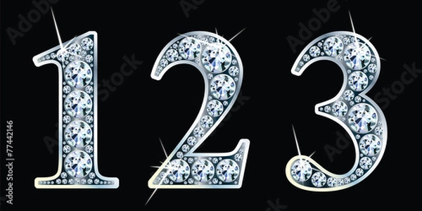 Fototapeta Diamond numbers set 1, 2, 3. Vector Eps10