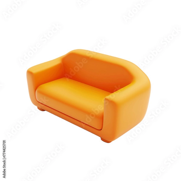 Obraz cute orange sofa icon, 3d rendering . orange sofa illustration . ai generative