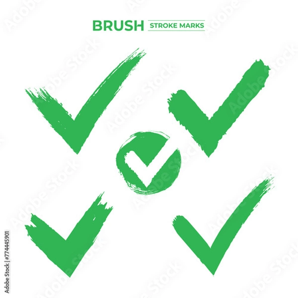 Fototapeta Check Marks Brushed set. Vector illustration