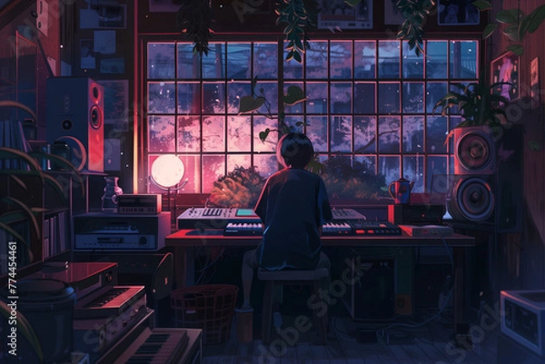 Obraz lo-fi music room background