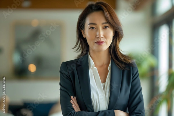 Obraz Portrait of a smiling asian businesswoman - Generative AI