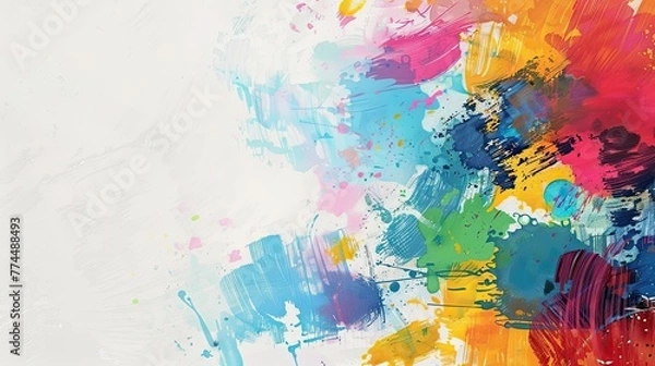 Fototapeta World Art Day background with copy space area on side for text. Abstract, colour, and art background. Colorful background, design, banner, poster. 