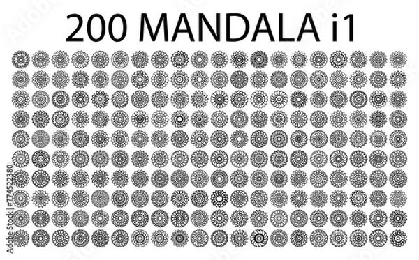 Fototapeta various mandala collections - 200 set yoga pattern