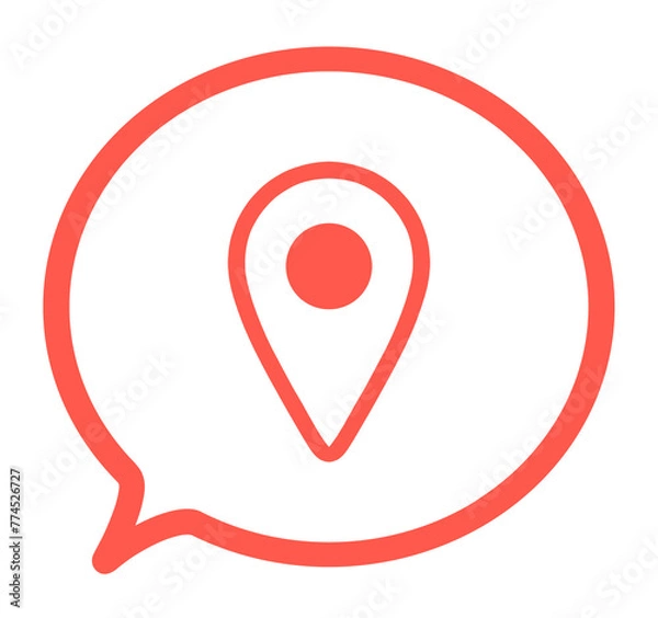 Fototapeta シンプルな赤色のマップマークと吹き出し