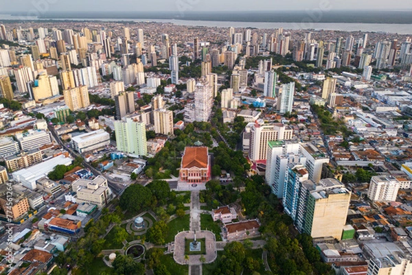 Fototapeta Aerial View of the Republic Square and Belem City in North of Brazil