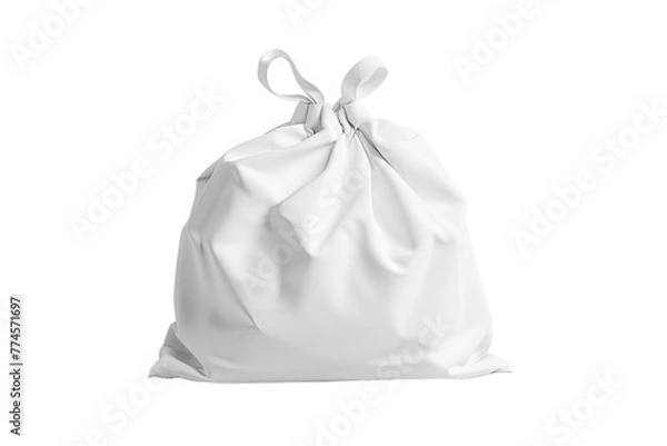 Fototapeta Blank white laundry hamper bag mockup isolated on Transparent