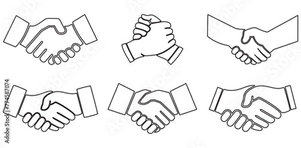 Fototapeta Handshake Line Art icon. Deal symbol. Line style