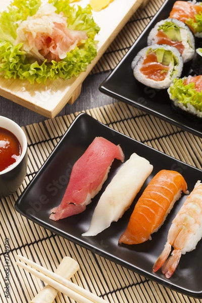 Fototapeta The composition of nigiri sushi
