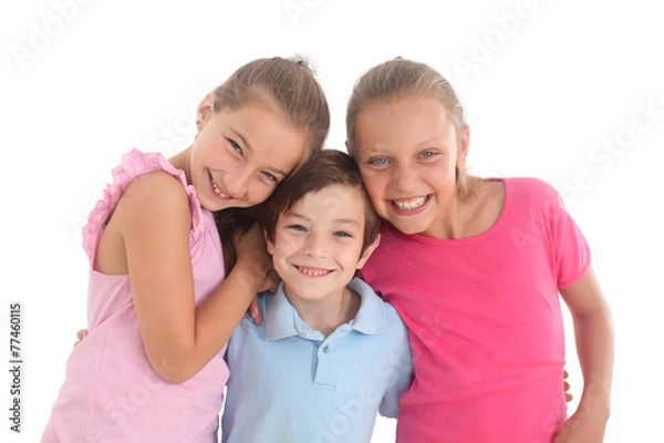 Fototapeta happy kids on a white background