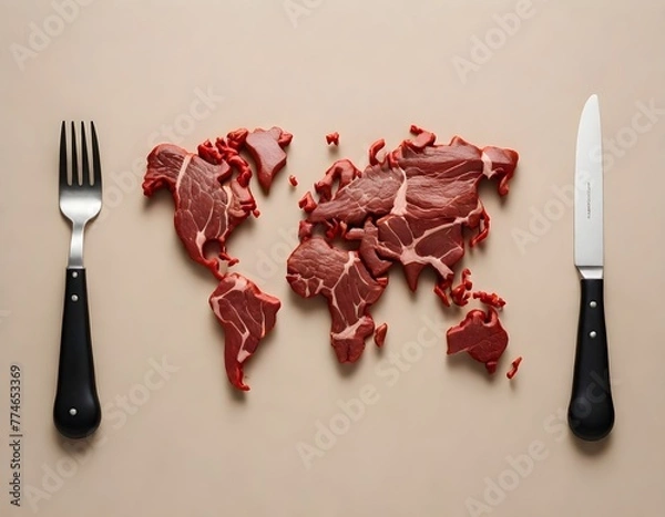 Obraz knife and fork on red napkin