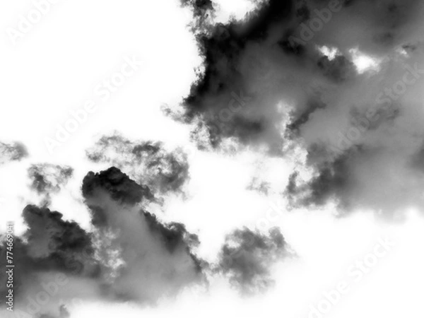 Obraz Clouds, Cloud Backgrounds, Clouds set isolated on black background. White cloudiness, mist or smog background.