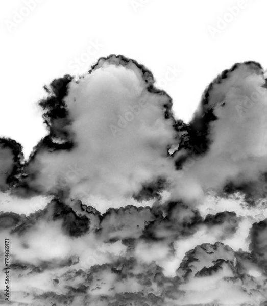 Obraz Clouds, Cloud Backgrounds, Clouds set isolated on black background. White cloudiness, mist or smog background.
