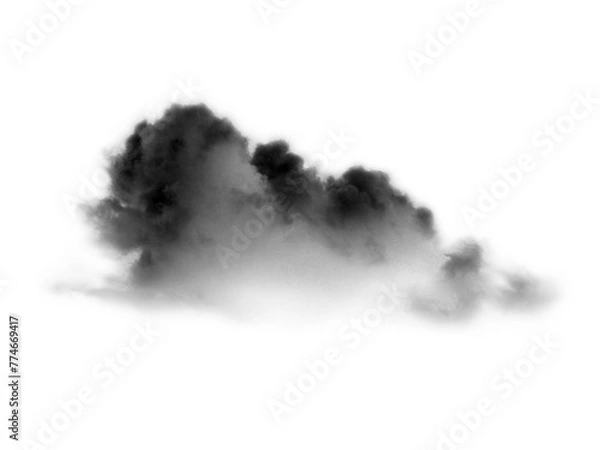 Obraz Clouds, Cloud Backgrounds, Clouds set isolated on black background. White cloudiness, mist or smog background.
