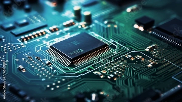 Obraz a circuit board closeup, Electronic chip