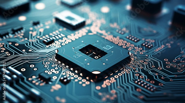 Obraz electronic circuit board, computer chip 