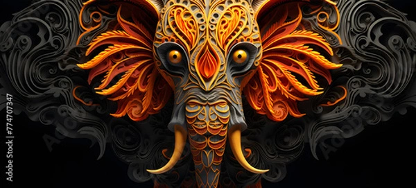 Obraz paper quilling elephant, ai generative