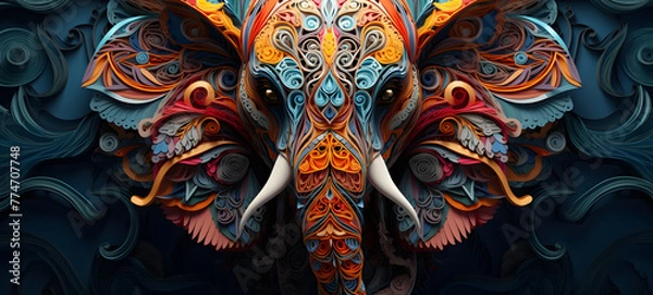 Obraz paper quilling elephant, ai generative