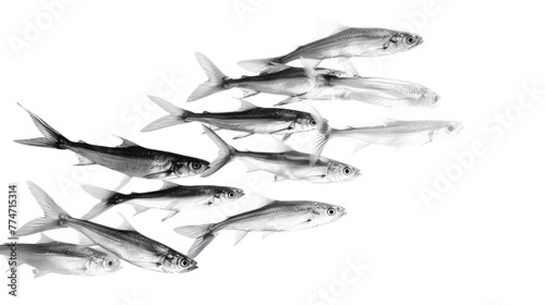 Fototapeta A group of fish swimming gracefully together in unison