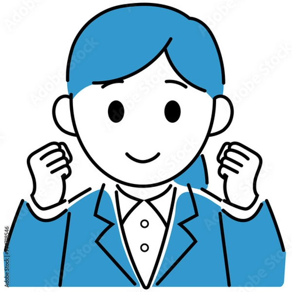 Fototapeta ガッツポーズをするスーツ姿の若い女性