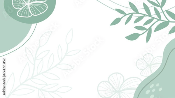 Obraz Abstract Green Leaves background seamless Vector design flower border frame