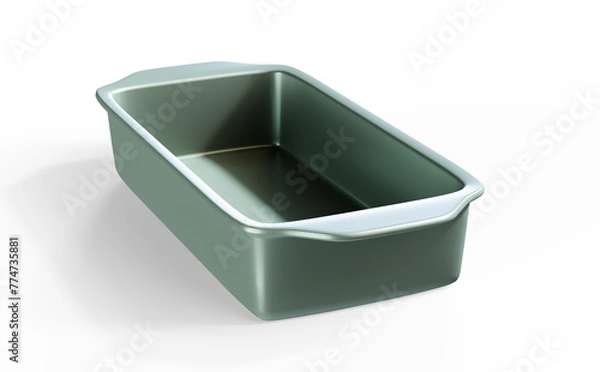 Fototapeta metal baking dish with non-stick coating isolated on white, top view