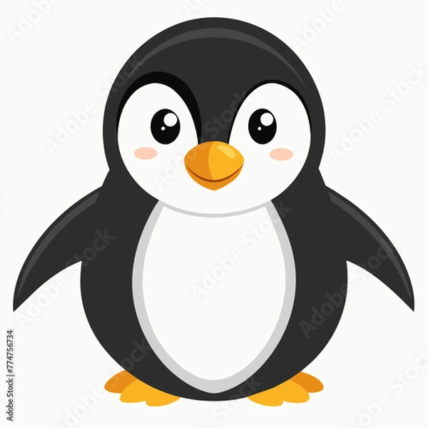 Fototapeta frindly penguin in cartoon style