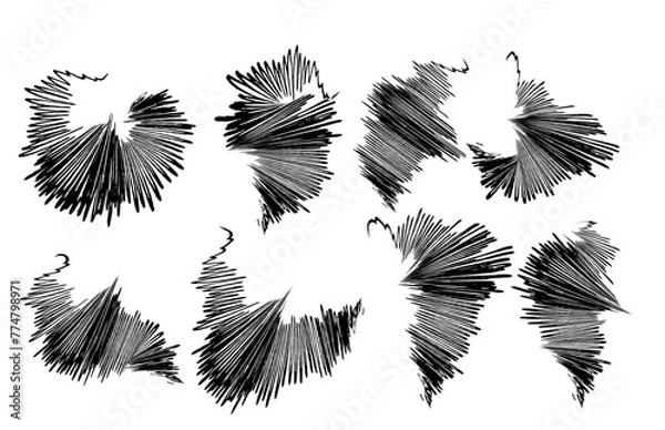 Fototapeta Scribble brush strokes set, vector logo design element, pencil texture set of scribble shapes.