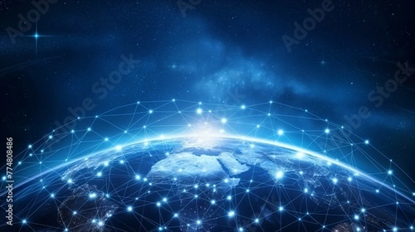 Fototapeta Global Digital Cyber, Technology Network Communications Network