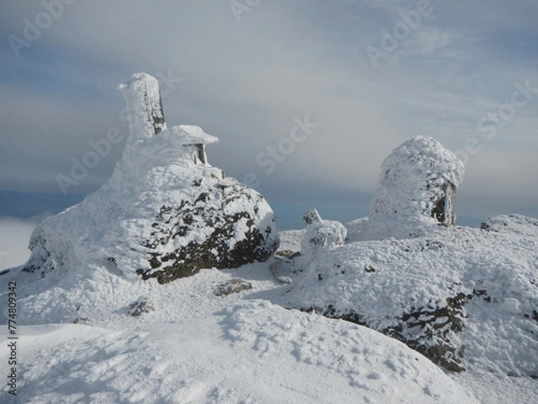 Obraz 雪を被る安達太良山 山頂