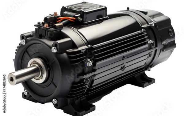 Fototapeta An electric motor spins gracefully on a white background