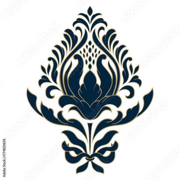 Fototapeta Damask central element isolated. Vector damask illustration.