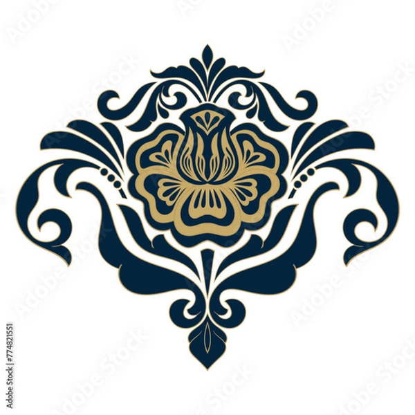 Fototapeta Damask central element isolated. Vector damask illustration.
