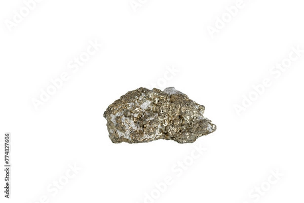 Fototapeta pyrite mineral stone macro on white background