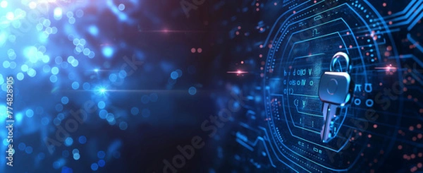 Fototapeta Advanced Cybersecurity Digital Lock Interface