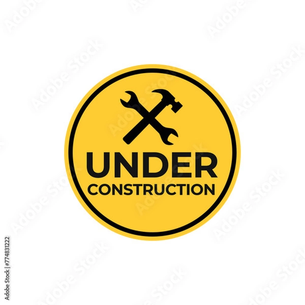 Fototapeta Under construction vector sign isolated on white background.
