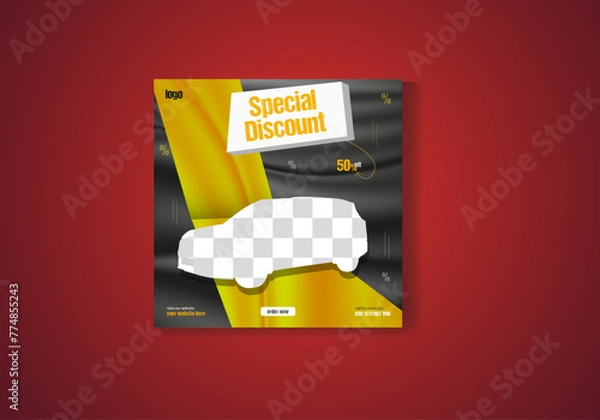 Obraz Creative silk effect product car social media post design .