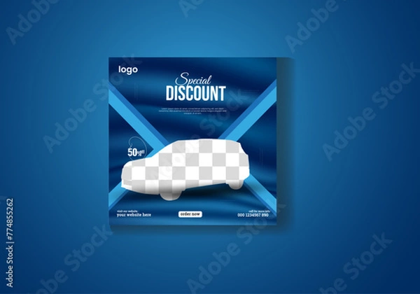 Obraz Creative silk effect product car social media post design .