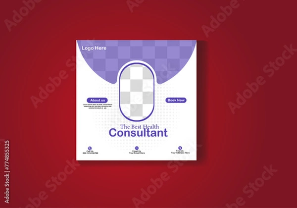 Obraz Medical health  social media post design template layout.