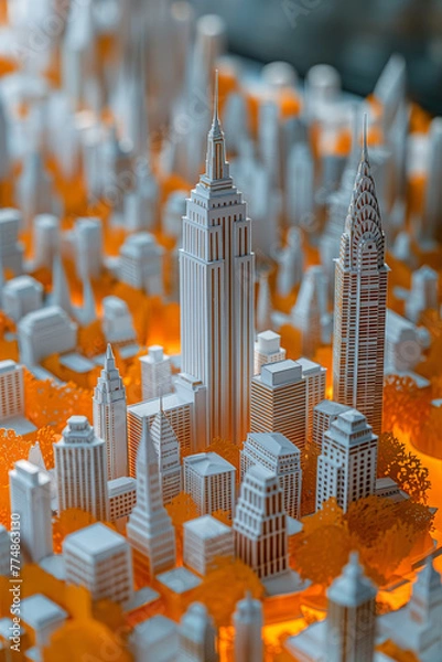 Fototapeta Papierschnitt einer Stadtsilhouette