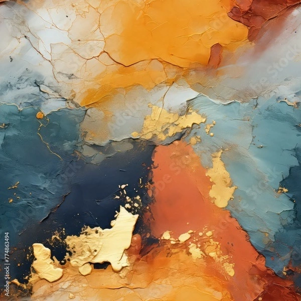 Fototapeta Seamless abstract acrylic golden texture background