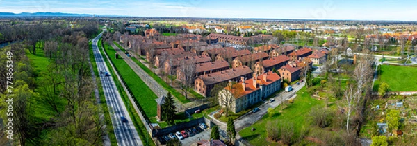 Obraz View of Auschwitz concentration camp in Oswiecim, a complex of concentration and extermination camps operated by Nazi Germany in occupied Poland