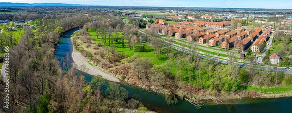 Obraz View of Auschwitz concentration camp in Oswiecim, a complex of concentration and extermination camps operated by Nazi Germany in occupied Poland
