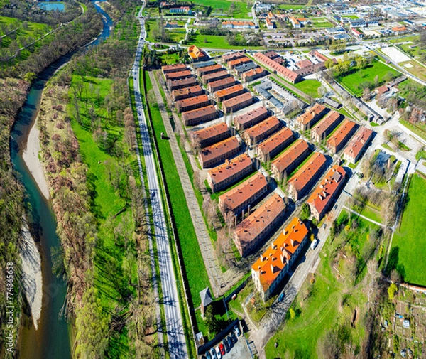 Obraz View of Auschwitz concentration camp in Oswiecim, a complex of concentration and extermination camps operated by Nazi Germany in occupied Poland