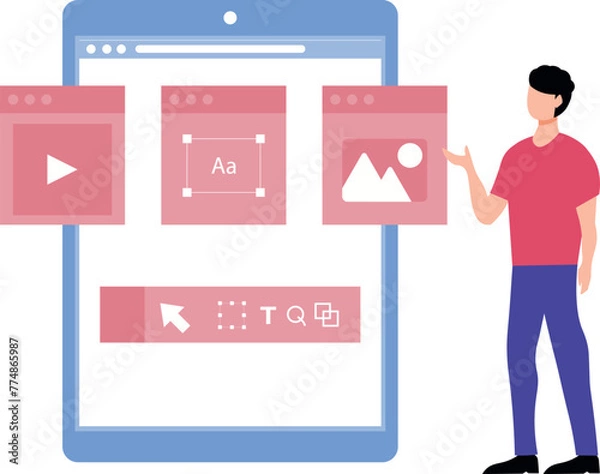 Obraz Guy looking at web settings.